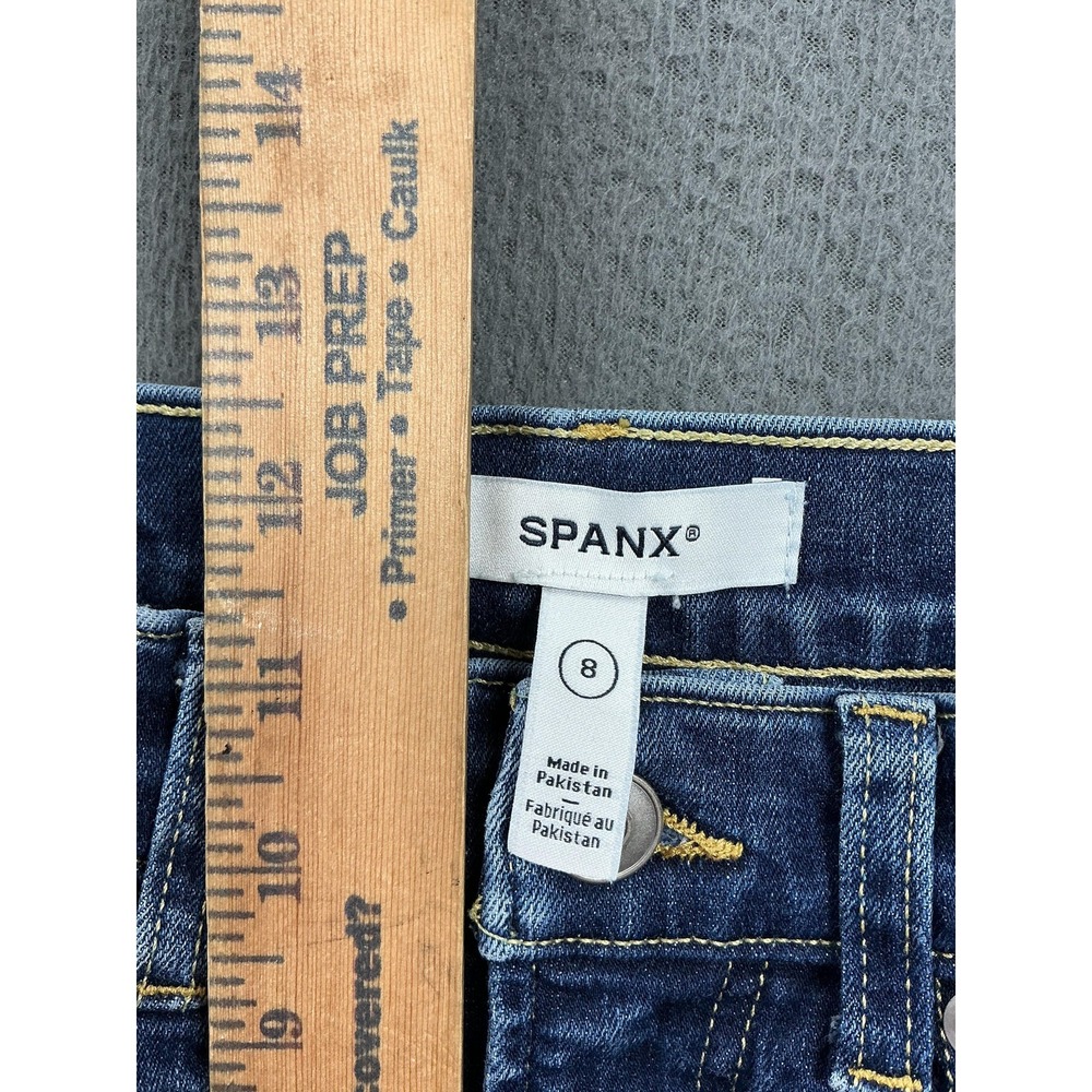 Spanx Jeans Womens 8 Blue Flared High Rise Stretch Medium Wash Denim Pants - Picture 7 of 11